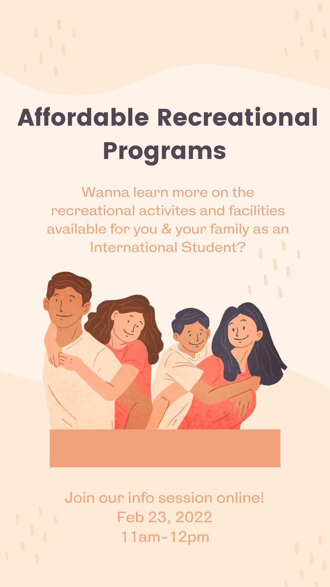 Wanna learn more on the programs and activities we have to offer for you and your families? Join in on this session! We are here to support you ✨ Sign up here: connectru.ryerson.ca/event/200973