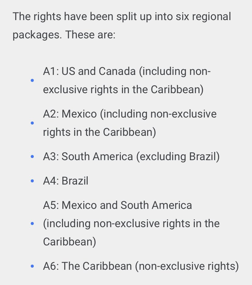 Bids for the Spanish Super Cup are being invited by the Spanish Football Federation. 

ESPN is the incumbent. 

Bids must be made for a minimum of 3 years and up to 5 years. 

#SportBusiness #BusinessOfSport

Here are the regions by which rights will be split (per <a href="/SportBusiness/">SportBusiness</a>)