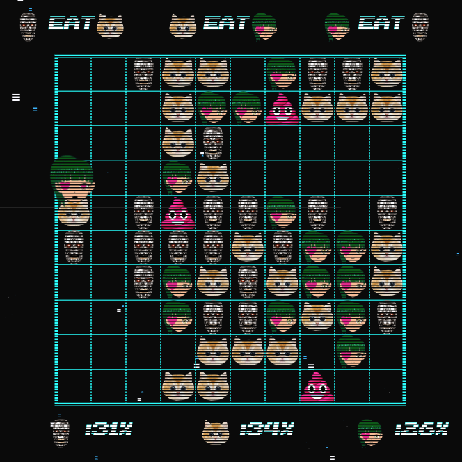 unicorn_stew_'s tweet photo. Dog DON'T Eat Dog 
NEW DROP ON @fx_hash_  https://t.co/VH8WBuBz0G
Don't be fooled by the cute UI, this is an "AI" attempting to defeat itself in a game based on RockPaperScissors rules... is this just a game or can it be turned in a deadly weapon if it ends up in the wrong hands? https://t.co/PjrIQkm7ea