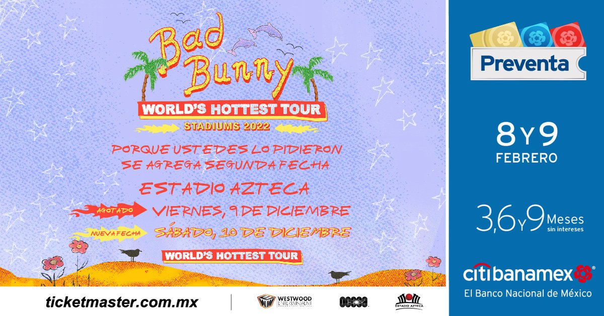 ocesa_total's tweet photo. ¡Que no pare el bellaqueo! 
Segunda fecha para @sanbenito en el Estadio Azteca: 10 de diciembre. ¿Estás ready para #WORLDSHOTTESTTOUR?🥵🔥 

Compra tu boleto hoy en #PreventaCitibanamex a partir de las 12 hrs: https://t.co/s6rin96QQD https://t.co/lQ2Z2AaOdP