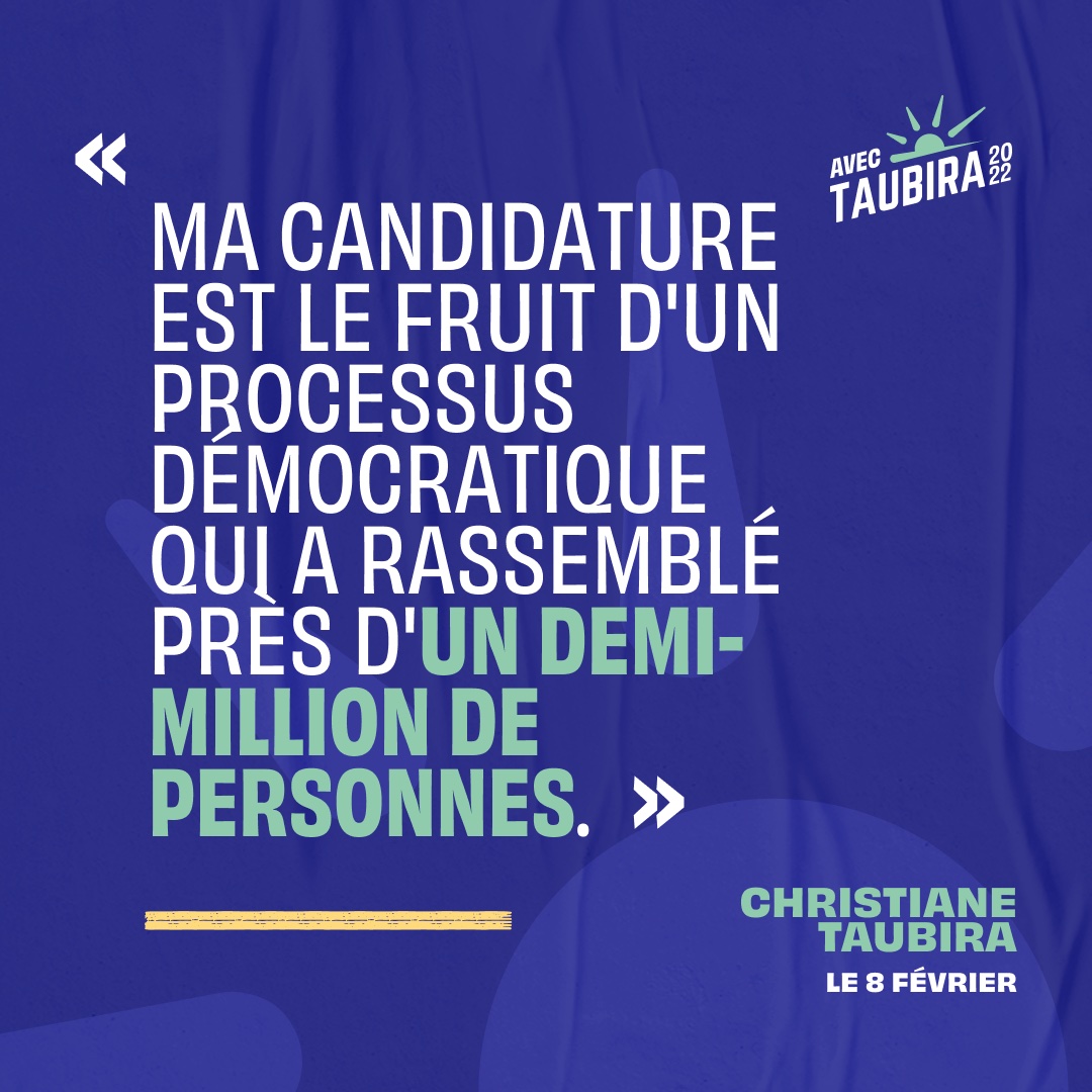 ChTaubira's tweet photo. Plus de 263 000 personnes m'ont accordé leur confiance lors de la #PrimairePopulaire. Ce processus démocratique me donne un mandat pour rassembler. La bataille de l'union ne s'arrête pas. https://t.co/HuG318ppbH
