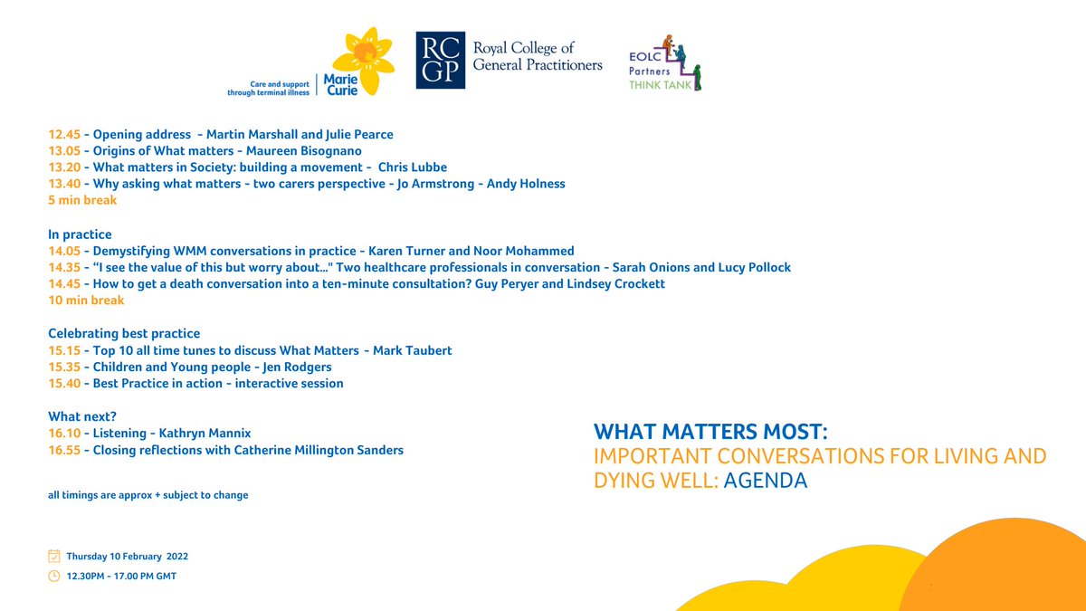DrCatherineUK's tweet photo. What are you up to this Thursday afternoon? Book now ➡️https://t.co/lSUmZyoBFw Phenomenal speaker line up - BYO tea/cake, sit back &amp; enjoy heart-warming + thought-provoking presentations: What Matters Most - Important Conversations for Living &amp; Dying Well. 
@rcgp @MarieCurieEOLC https://t.co/4msTwnGUwv