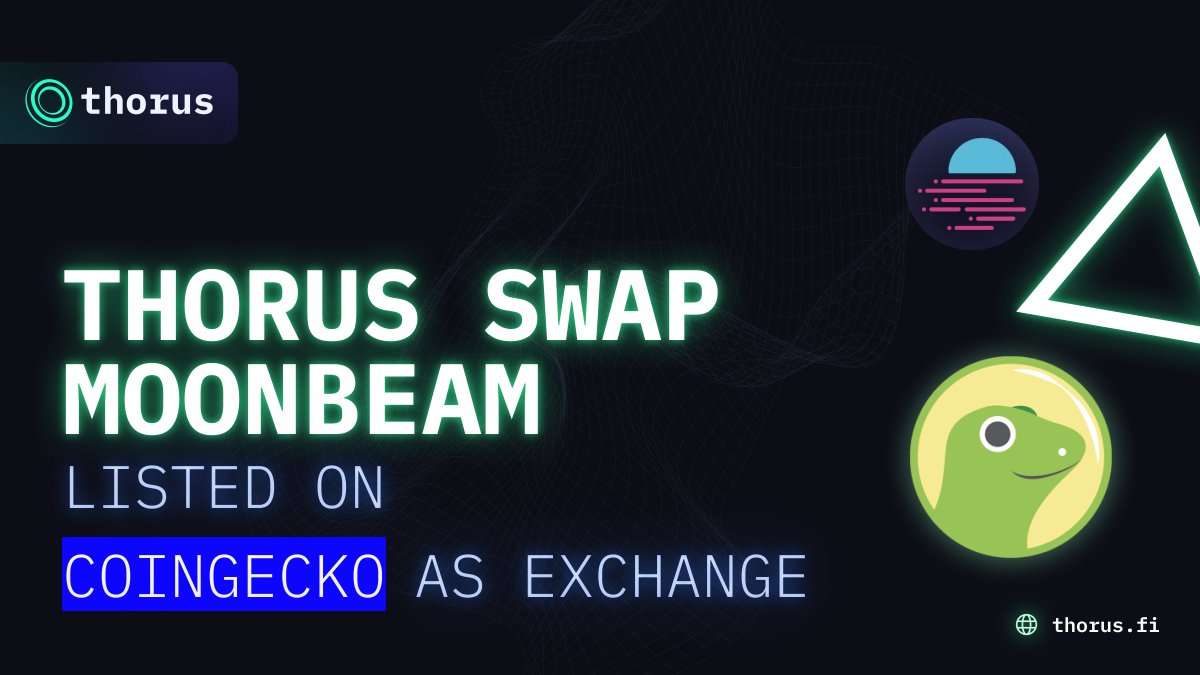 ThorusFi's tweet photo. Thorus Swap #Moonbeam is now listed on @coingecko🦎as an #exchange!

Check out price, pairs and volume for assets and pools on our @MoonbeamNetwork #DEX.

⚡️Our swap fee is only 0.1%⚡️

👉https://t.co/Ckswmaw6bA

#Thorus [R]evolving Decentralized Finance

#DeFi #crypto https://t.co/zeNnx0FRrR