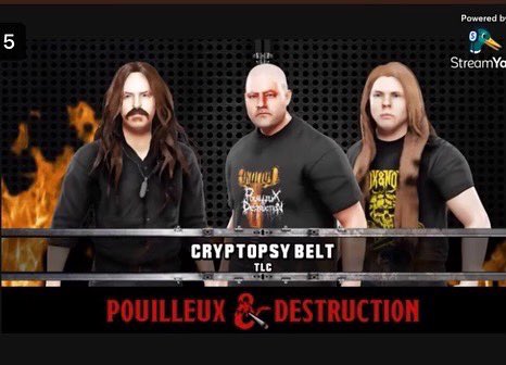 AkurionOfficial's tweet photo. In case you missed it Mike won the fight and gave a beat down on Pouilleux Of Destruction podcast! But it was a tie for favourite Cryptopsy vocalist! 🤘🏻 link to match 
#akurion #cryptopsy #mikedisalvo #lordworm #mattmcgachy #wresting #podcast #vocalists 

https://t.co/hJan1noZrd https://t.co/j5NfJfPh7y