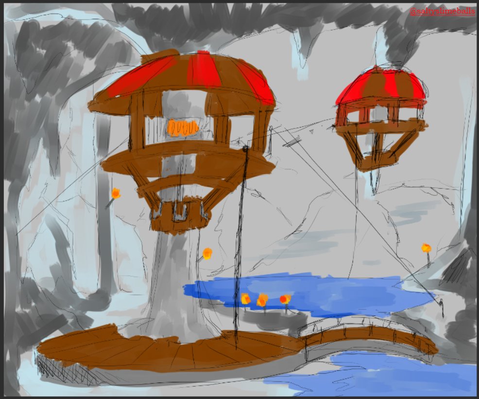 SaltySlimeballs's tweet photo. Environment is quite important, especially in Four Course Dungeon! We had MANY ideas for environmental aspects of our game, but today I will show you a few that were drawn up by our art team. We had a lot of inspirations from geothermal areas we've seen in movies or games! https://t.co/DssSqTWX88