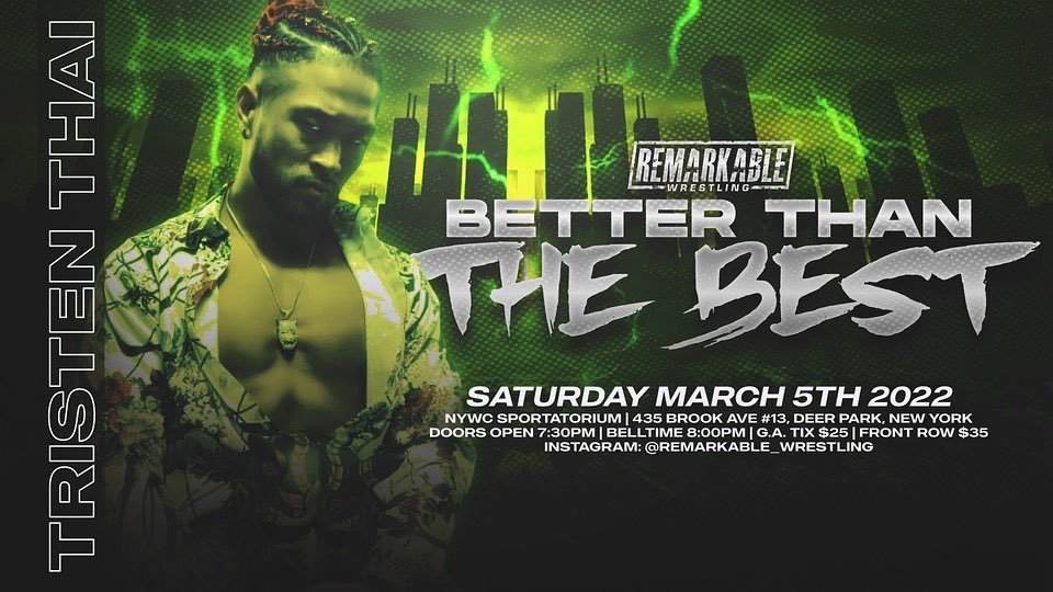 RemarkableWres's tweet photo. SATURDAY MARCH 5TH 

Remarkable Wrestling Presents “Better Than The Best” LIVE from The NYWC Sportatorium in Deer Park, New York!

Here are our first 4 announced talents!

🎟 TIX: https://t.co/7sl5h7g75H https://t.co/TRq7gR0u7Z