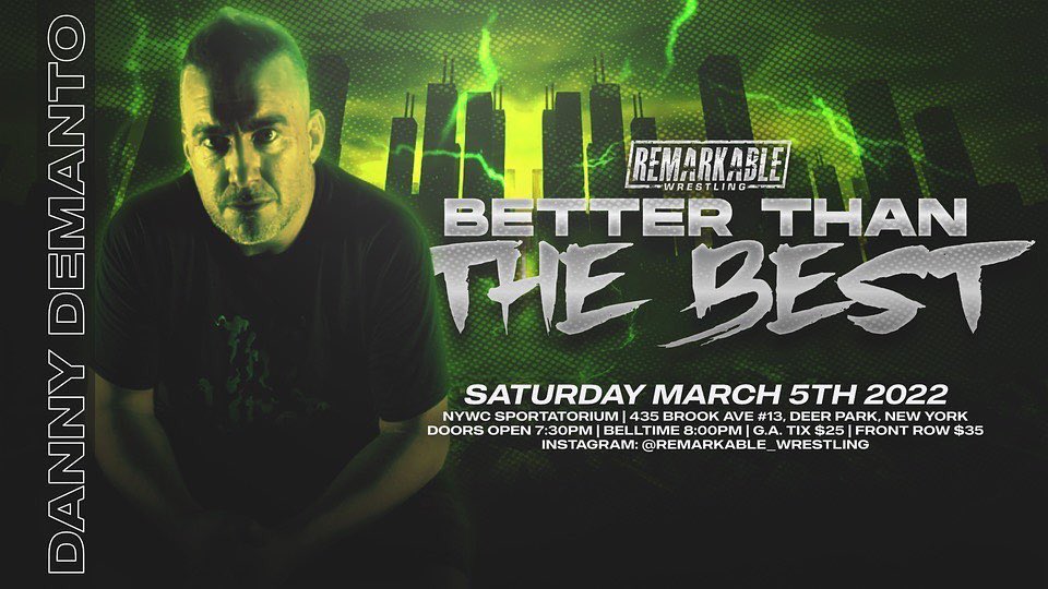 RemarkableWres's tweet photo. SATURDAY MARCH 5TH 

Remarkable Wrestling Presents “Better Than The Best” LIVE from The NYWC Sportatorium in Deer Park, New York!

Here are our first 4 announced talents!

🎟 TIX: https://t.co/7sl5h7g75H https://t.co/TRq7gR0u7Z