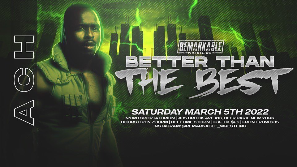 RemarkableWres's tweet photo. SATURDAY MARCH 5TH 

Remarkable Wrestling Presents “Better Than The Best” LIVE from The NYWC Sportatorium in Deer Park, New York!

Here are our first 4 announced talents!

🎟 TIX: https://t.co/7sl5h7g75H https://t.co/TRq7gR0u7Z