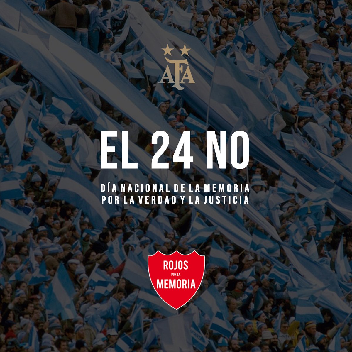 RojosMemoria's tweet photo. QUE EL FÚTBOL NO SE COMA TODO

El colectivo Rojos por la Memoria se suma al repudio por el partido que la selección Argentina tiene previsto disputar el 24 de marzo 🔥➡️https://t.co/GYrGVOfhxE

#Independiente #RojosConMemoria #TenemosDerechos #24deMarzo #SeleccionArgentina https://t.co/C4CYwgY1YG