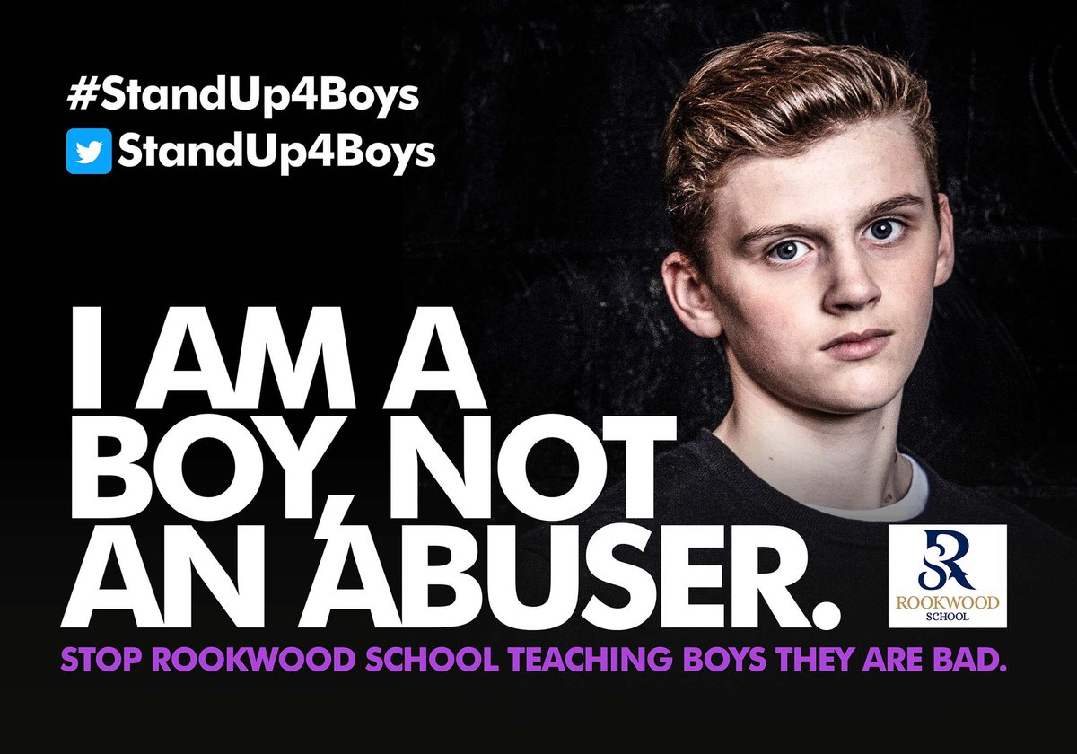 F4JOfficial's tweet photo. I AM A BOY, NOT AN ABUSER: Stop schools like @rookwood_school teaching boys they are bad, telling them to cross the road if they see a woman walking the other way. The school have REFUSED to disclose the content of this assembly. #StandUp4Boys @StandUp4Boys #RookwoodSchool https://t.co/k7qXExhpNx
