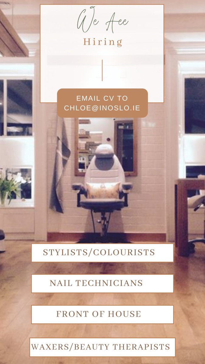 TheDublinJenn's tweet image. We're (still) hiring 💃💃💃
Flexible hours, ongoing training with top brands, working with me (best bit obvs) 
#JobFairy #SalonLife #OSLOsalons