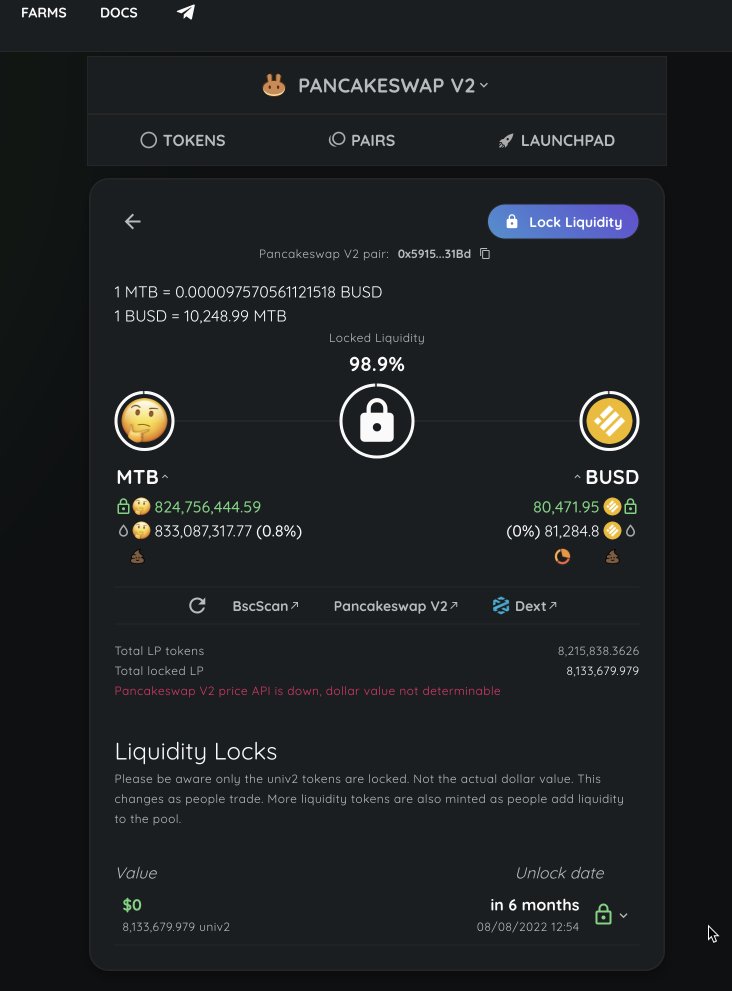 EtnaNetwork's tweet photo. MTB Token is now listed on @PancakeSwap  and the liquidity locked on @UNCX_token 

✅Pancakeswap Link: https://t.co/iDSlAvWQOV

✅Unicrypt Lockup Link:https://t.co/AEmlO3wJR3

#Play2Earn #PlayToEarn #NFTs #nft #Metaverse #BSC  #poly #bscgem https://t.co/pE90eUPxxA