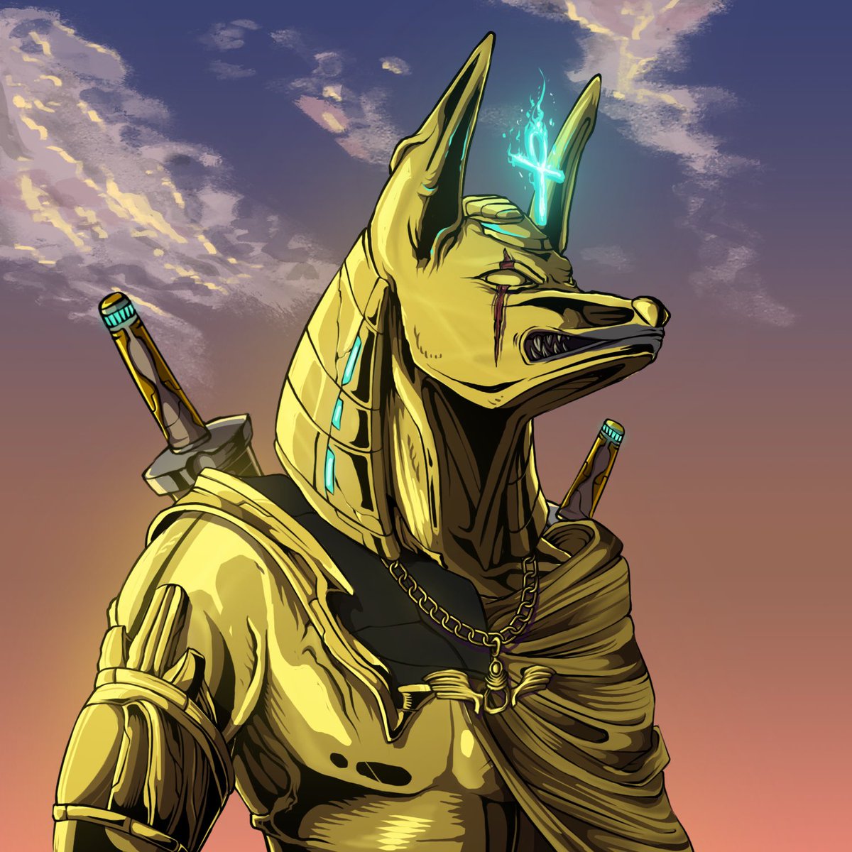 AncientNFTS21's tweet photo. Anubis is associated with the Eye of Horus who acted as a guide to the dead and helped them find Osiris. https://t.co/HeRww3jRI3