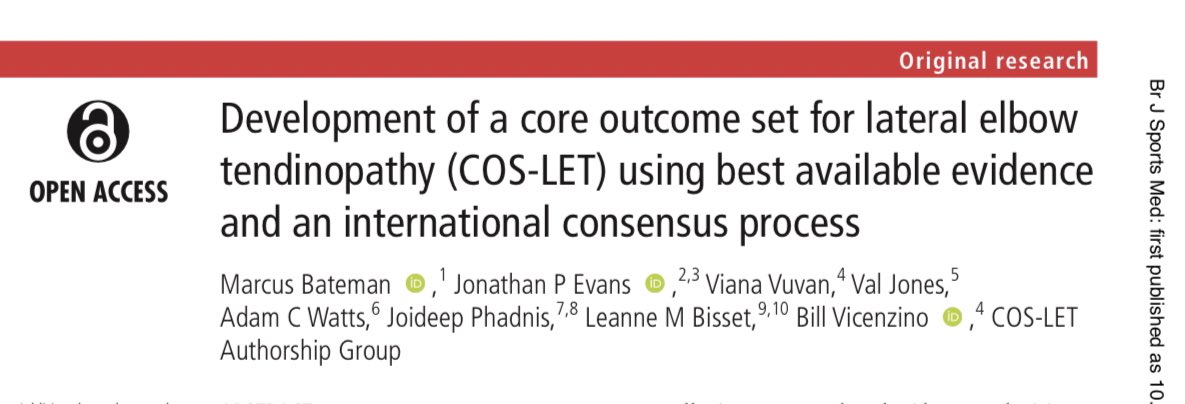 marcusbatemanPT's tweet photo. Just published: our international consensus on a core outcome set for lateral elbow tendinopathy research and clinical practice. Open access. Huge thanks to all of those who contributed. https://t.co/H21iWOxWdP https://t.co/ugQxjHeOkR