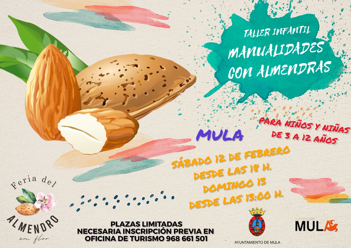 Este fin de semana la “I Feria del almendro en flor” 🌸 estará repleta de opciones para conocer todo sobre el almendro y la cultura y el patrimonio del municipio de Mula.
👁️Mercadillo de artesanía, rutas, talleres infantiles, visitas guiadas, exposiciones, actuaciones musicales..