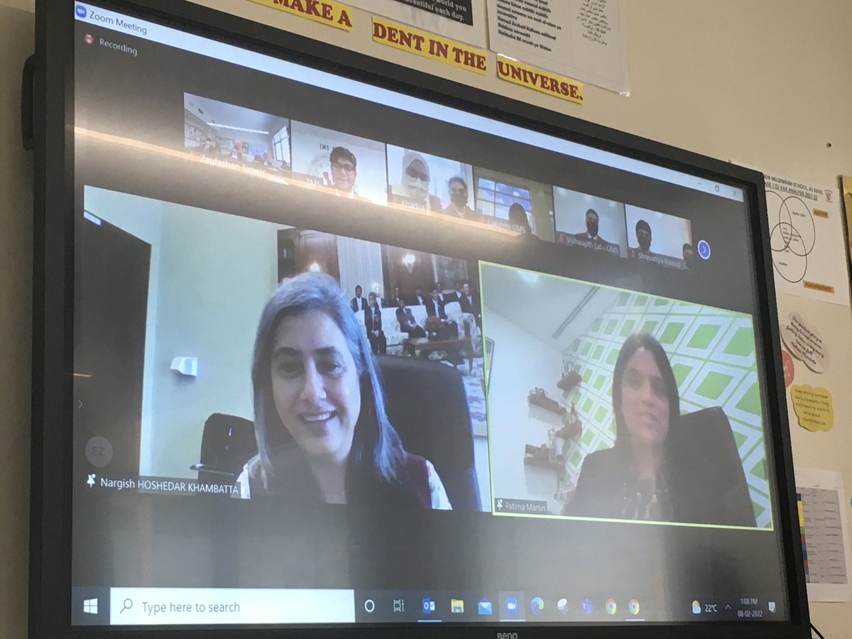 Yash_Sri2005's tweet photo. "A good leader can inspire hope, ignite the imagination, and instill a love of learning." I would like to appreciate and thank Ms. @KNargish for a fruitful session and for sharing her life experience with us virtually.#11D @gemsnms_alkhail @Fatima_Martin @TeresaRusten @ZaufashanT https://t.co/hUw9yFuIj6