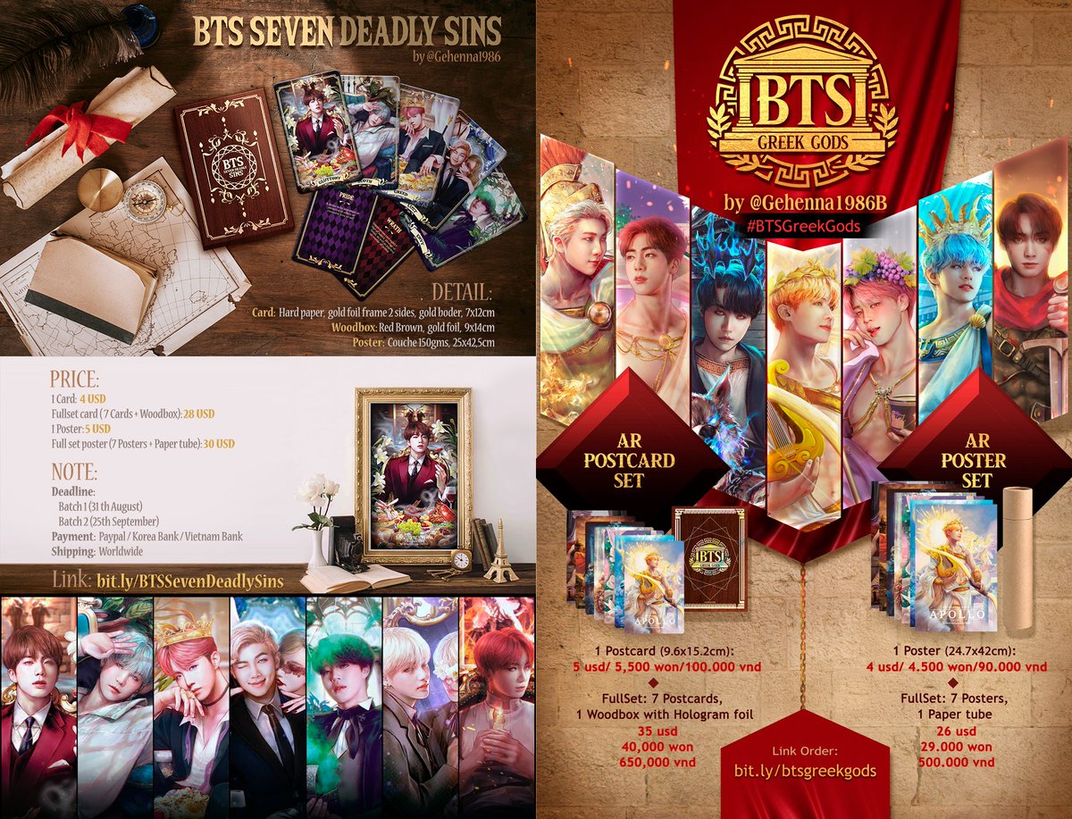 Gehenna1986B's tweet photo. 🎉NEW YEAR DISCOUNT
(In stock merchs &amp; ready to ship)

Order: https://t.co/csgBnOzlZh

🎁GA random 1 gift set for 1 ARMY:
✅FL + Like + RT
✅Comment the merch you like (<50 usd)

GO pls DM 🙇‍♀️

#BTSFanart #BTSGugak #BTSFantasticBeasts #BTS7DeadlySins #BTSGreekGods #BTSWerewolfGame https://t.co/cfoXIpj9cb