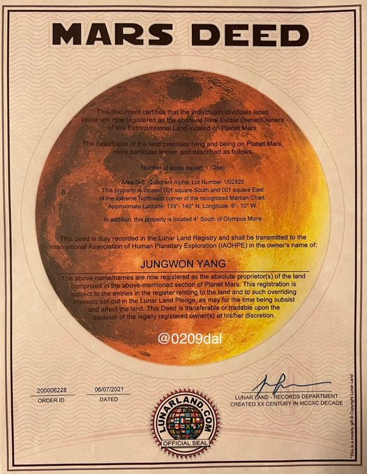 jungwonlife's tweet photo. jungwon is now a registered real estate owner of a land located on mars ?!? hello?!?😭 https://t.co/wFomkTwzeo