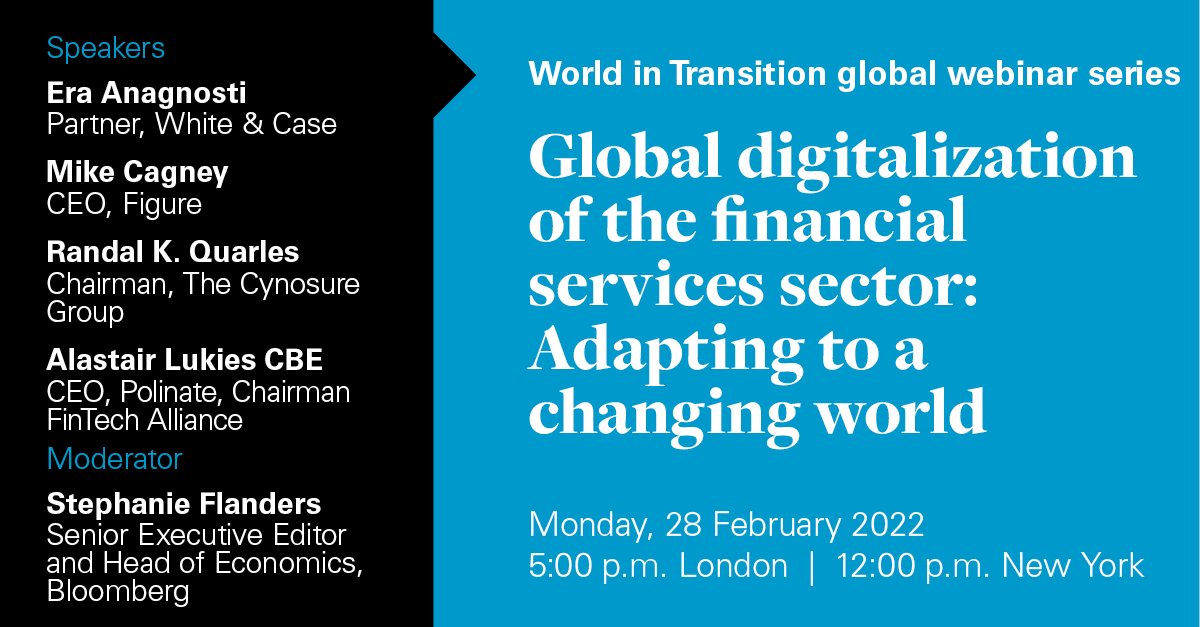 WhiteCase's tweet photo. Join us for the first session in our World in Transition webinar series for a discussion with panelists who are currently playing a significant role in the financial technology spectrum. Register to attend here: https://t.co/5bwo0XSZTf
#WorldinTransition #fintech https://t.co/aDGxOE2uBB