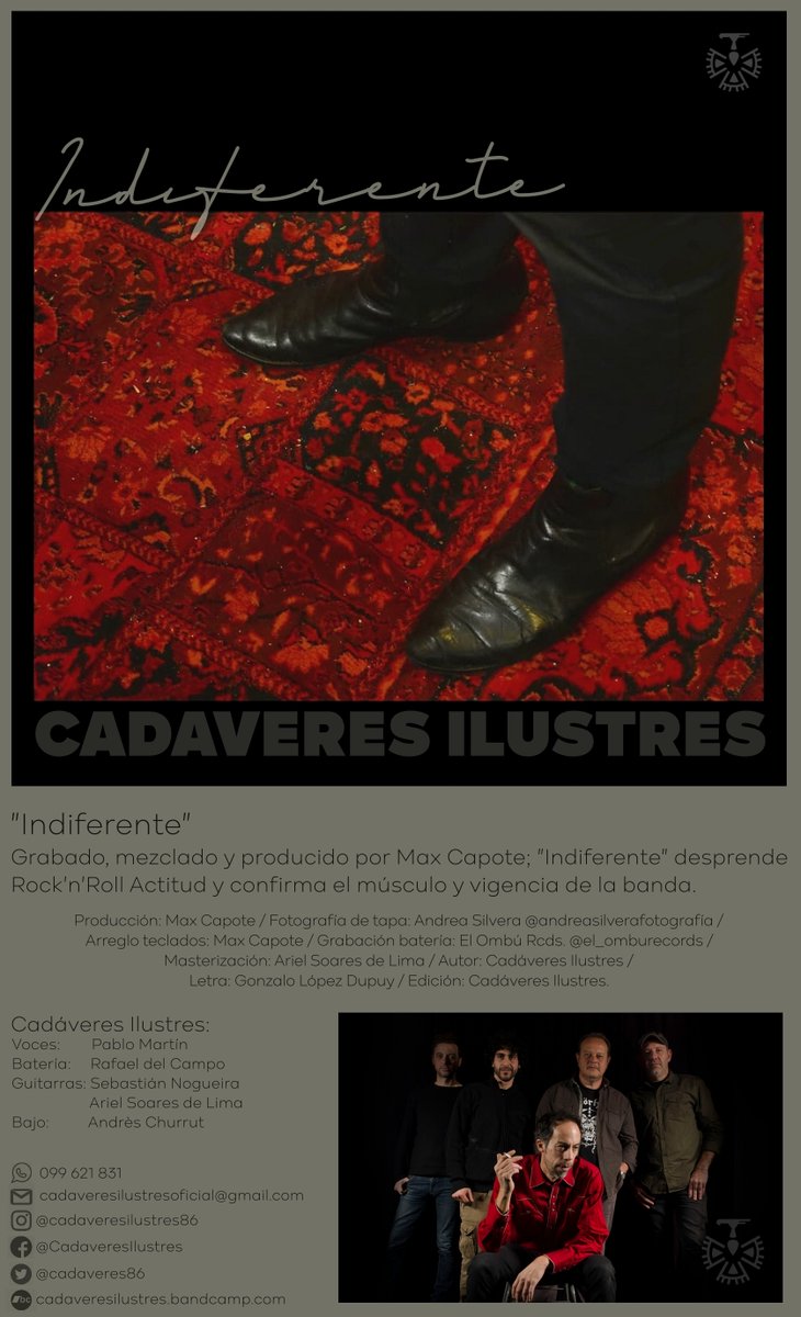 arielsdlv's tweet photo. Lanzamiento oficial de "Indiferente" nuevo single de @cadaveresilustres86 producido por el maestro @maxcapote
Fotografía de tapa Andrea Silvera @andreasilverafotografia
Link en bandcamp
https://t.co/HFOcgZXZy5 https://t.co/mgx9qhLxK8