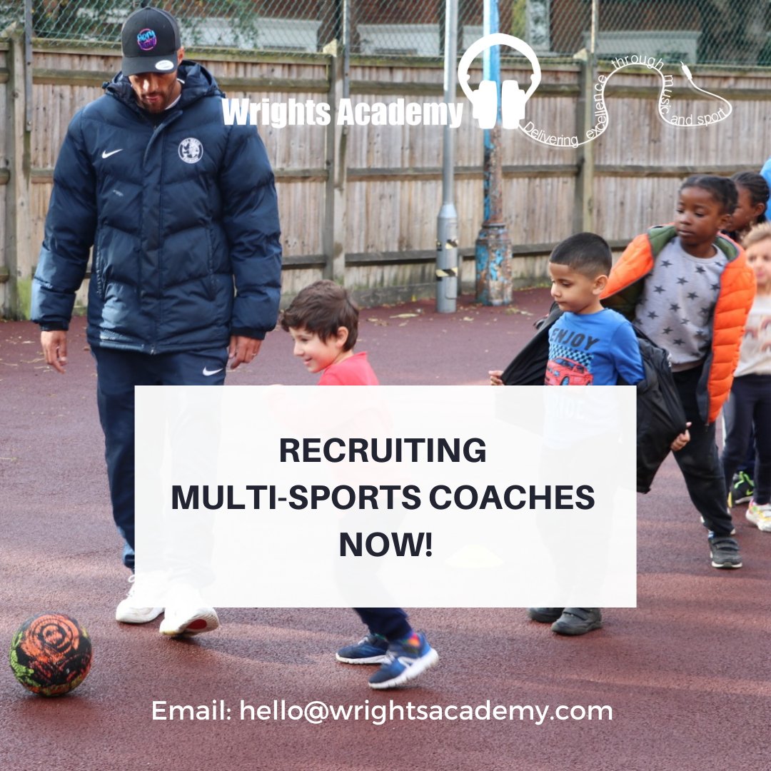 We are recruiting multi-sports coaches for work in schools. Work will be based in the Lambeth and Croydon Boroughs with great rates of pay.

Contact us via email if you are interested: hello@wrightsacademy.com

#teachers #Sports #coaches #London #Croydon #Lambeth #Multisports