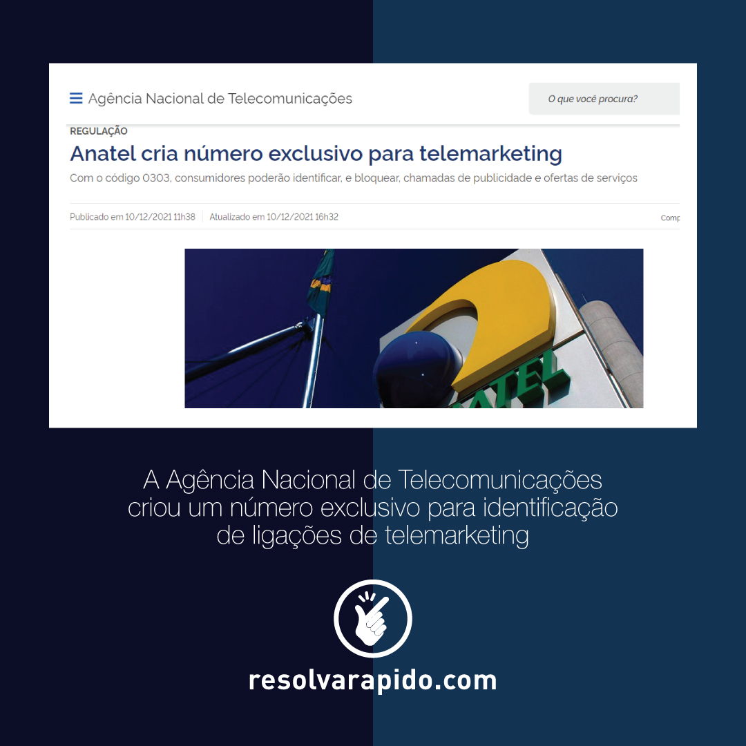 resolvarapido's tweet photo. Se você também odeia as ligações de telemarketing, saiba que uma nova regra da Anatel pode melhorar essa questão. A partir deste ano, as empresas de telemarketings serão obrigadas a acrescentarem 0303 em seu número de telefone, para que a população já saiba do que se trata.

⬇ https://t.co/slCXfLurZU