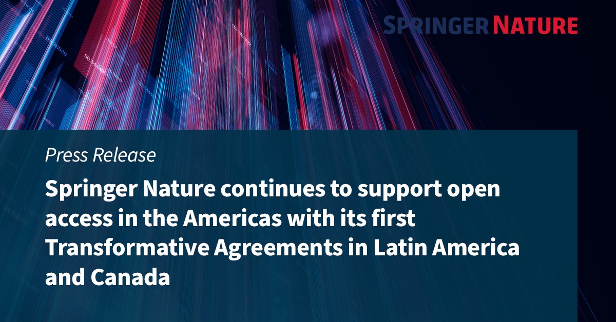 SpringerNature's tweet photo. The new agreements in Canada and Colombia signal increased momentum and support for OA in the Americas. Both agreements provide the ability to publish OA in over 2,000 of Springer Nature’s hybrid journals, including Springer, Palgrave and Adis portfolios: https://t.co/el0ghl3PqZ https://t.co/EQkfNGDijG