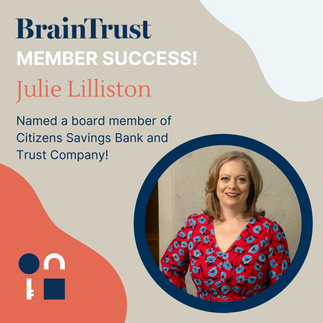 We are so proud of BrainTrust member, Julie Lilliston, for being named a board member of Citizens Savings Bank and Trust Company! Be sure to congratulate Julie and check out this article to learn more: tntribune.com/citizens-savin…

#BrainTrust #MemberSpotlight #Entrepreneur