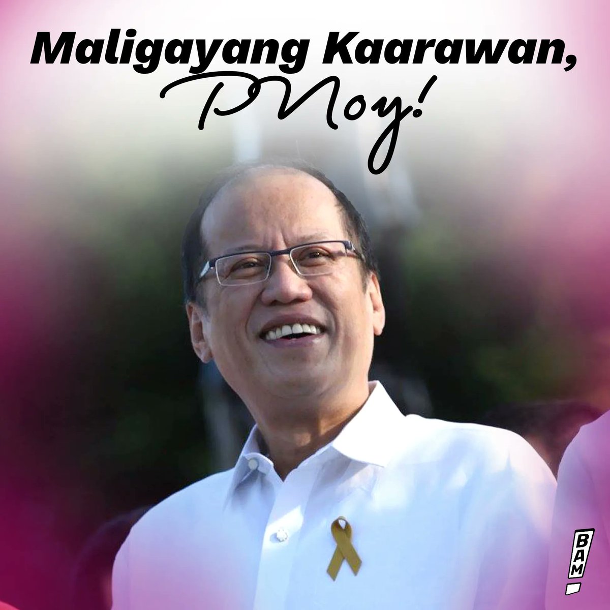 bamaquino's tweet photo. Ngayong araw, ipinagdiriwang natin ang ika-62nd birth anniversary ng ating minamahal na si PNoy.

Ang tanging mithiin ni Kuya Noy ay mapabuti ang buhay ng mamamayang Pilipino sa abot ng kanyang makakaya. Maligayang Kaarawan, Kuya Noy! 🎗 https://t.co/ZDcOYpd27F