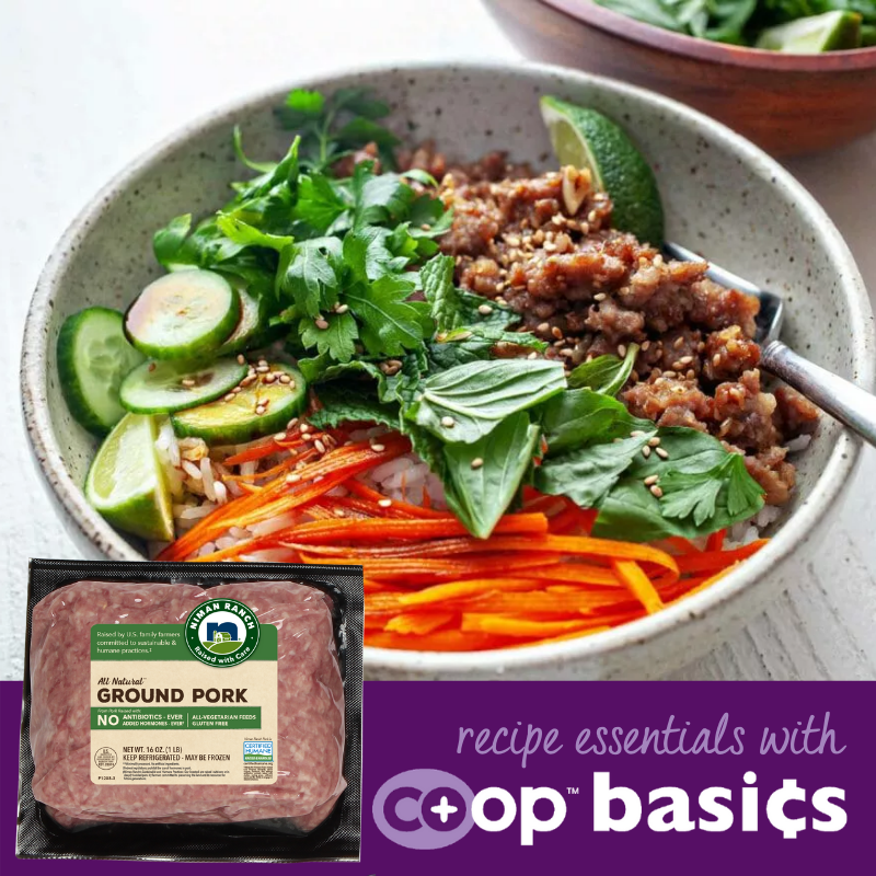 HarmonyCoop's tweet photo. Co+op basics doesn't just provide freedom for your budget, it provides variety with an assortment of staples &amp; ingredients.  This Ginger Pork Rice Bowl is so good! https://t.co/Qh0UYtCquv
#HarmonyCoop #Harmony #Coop #ShopLocal #Bemidji #DowntownBemidji #sustainability #Organic https://t.co/k1wo21PEx3