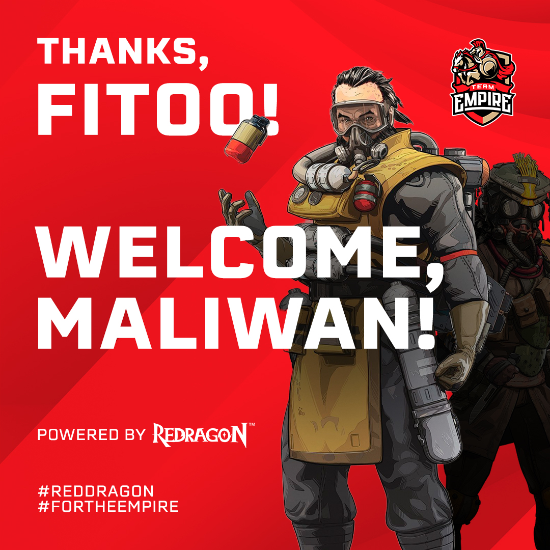 #reddragon #apexlegends

Today our squad has been strengthened with Alexey «Maliwan» Rusinov. He’s more than happy to join Empire's active roster and looking forward to new challenges.

Unfortunately we have to part ways with fitoo. We thank him everything, and wish best of luck!