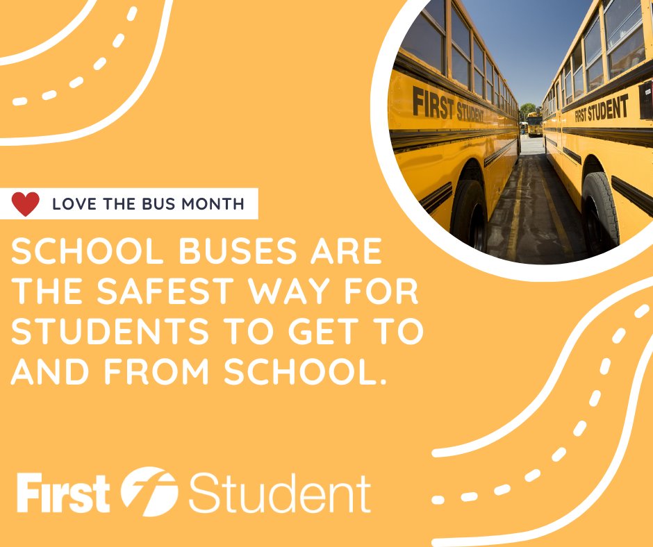 First Student (@firststudentinc) on Twitter photo Approximately 70 times safer than passenger cars and 10 times safer than walking! #LoveTheBus ❤️🚍❤️ Approximately 70 times safer than passenger cars and 10 times safer than walking! #LoveTheBus ❤️🚍❤️