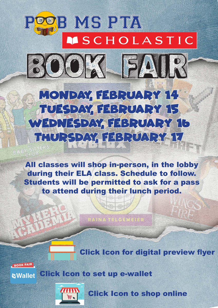 POBMS's tweet photo. Book Fair is coming...Book Fair is coming!!!!! Great opportunity to pick up a read from your favorite author! 📖 #Readingisfun #readingisadventure #readingforeveryone  @PobmsP https://t.co/uHemWQHTUi
