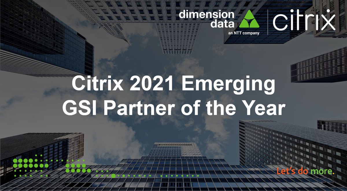 NTTDATAMEA's tweet photo. We’re delighted to share that we have been named 2021 Emerging GSI Partner of the Year in EMEA! Our partnership with #Citrix continues to deliver value to our team and our customers. Here's to another successful year! #CitrixFieldKickoff #LetsDoMore https://t.co/BhIjqKfZVV