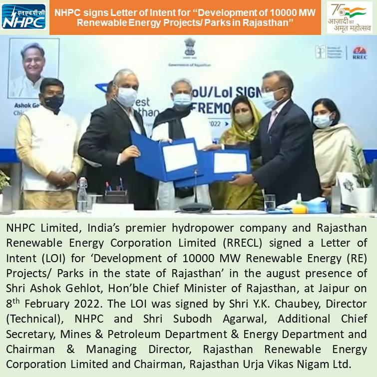 nhpcltd's tweet photo. NHPC signs Letter of Intent for “Development of 10000 MW Renewable Energy Projects/Parks in Rajasthan”
#hydropower #renewableenergy #nhpclimited @ashokgehlot51 https://t.co/sp4OXAUG8I