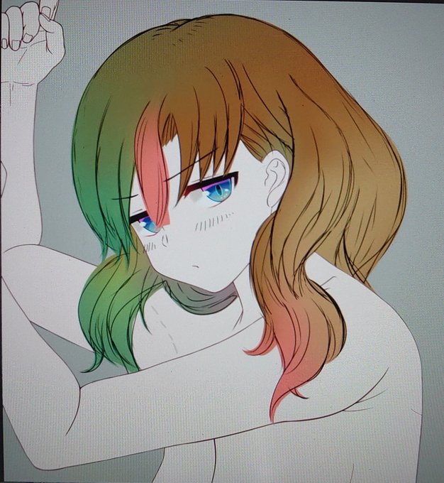 ラフ投下|'ω')ノ⌒□
こういう着色に沢山の色やレイヤー重ねるタイプのキャラは何処がどうなってるか迷って描き方が分からん…😅
手を付けてから、全然息抜きにならんやん!って思っ…( 'Д` ก) ⁾⁾笑
なので少し時間かかります 