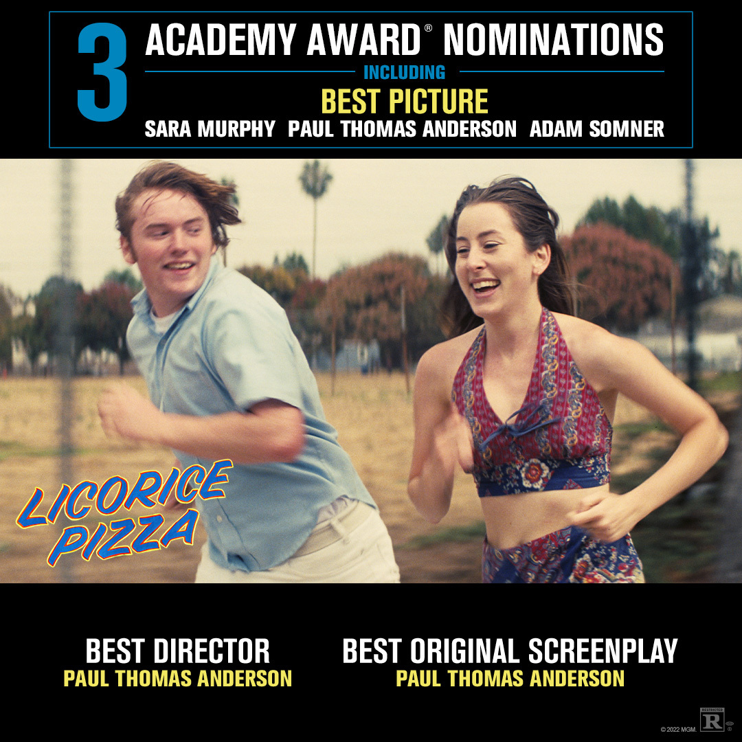 Licorice Pizza (@licoricepizza) on Twitter photo Thank you to the <a href="/TheAcademy/">The Academy</a> for nominating #LicoricePizza for 3 #AcademyAwards, including #BestPicture. #Director #OriginalScreenplay #Oscars Thank you to the <a href="/TheAcademy/">The Academy</a> for nominating #LicoricePizza for 3 #AcademyAwards, including #BestPicture. #Director #OriginalScreenplay #Oscars
