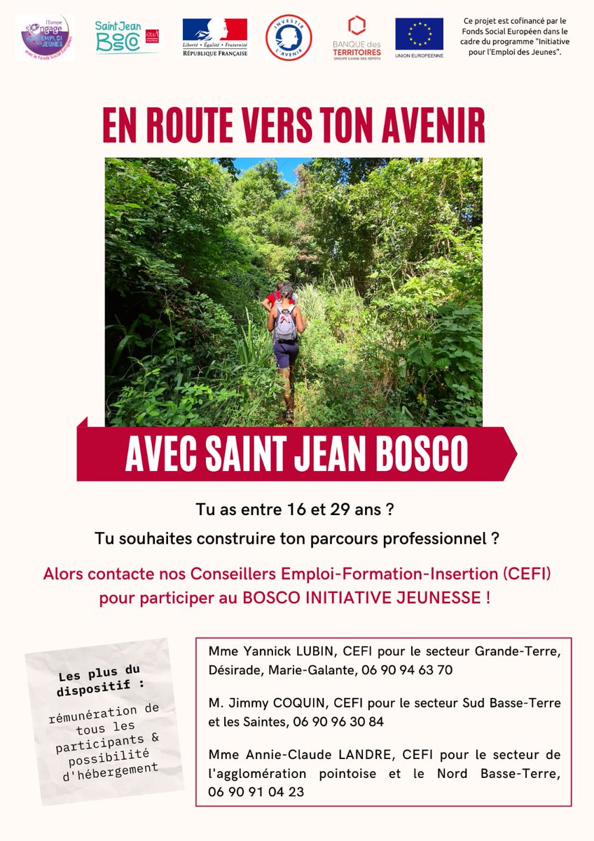 Une initiative Saint Jean BOSCO pour les jeunes entre 16 et 29 ans : Construit ton parcours professionnel..