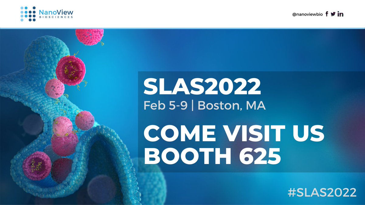 If you're here at #SLAS2022, come and see how the ExoView system can be used to characterize #exosomes and #viruses without the need for sample purification. Find our friendly team at booth 625!