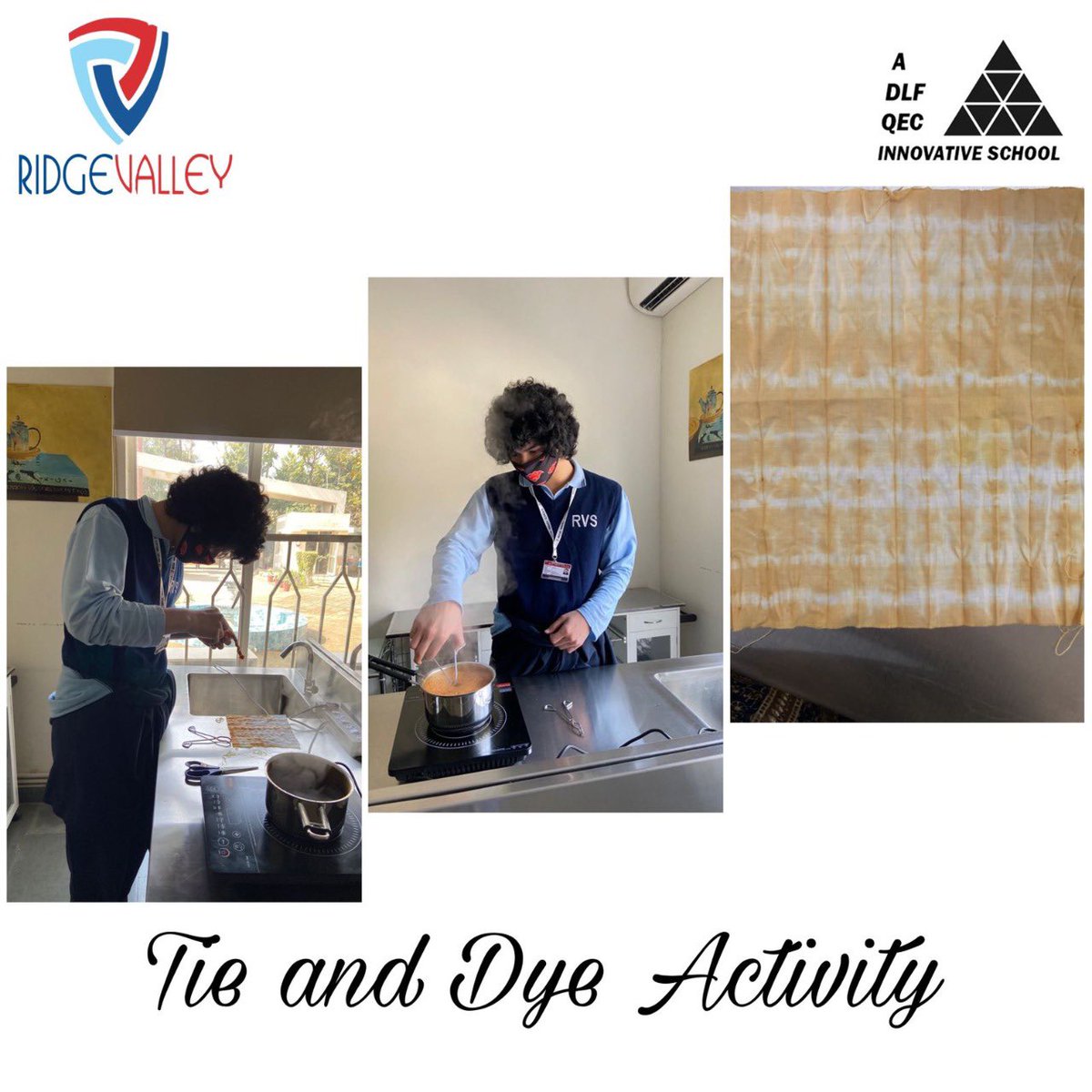 RidgeInfo's tweet photo. RVS is extremely excited to have its cheerful students back to school for more hands on learning. Here’s a glimpse of a Tie and Dye Activity in home science class, done by Karma Tashi of Grade XII! #Practicals #OfflineSchool @NidhiTewarii https://t.co/Lo9aXguMMQ