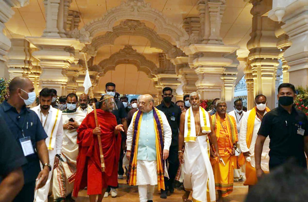 BJP4Telangana's tweet photo. ముచ్చింతల్ శ్రీరామ నగరంలోని సమతామూర్తిని సందర్శించిన కేంద్ర హోం మంత్రి శ్రీ @AmitShah
#AmitShahInBhagyanagar https://t.co/t75Lu2N2Bi