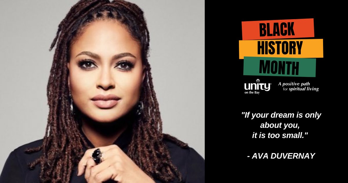 unityonthebay's tweet photo. Unity on the Bay’s Racial Justice Ministry is honored to celebrate the accomplishments of Ava DuVernay for Black History Month. For more information on Unity's Racial Justice Ministry, visit https://t.co/yABzDmaJtR. #BlackHistoryMonth #UnityontheBay https://t.co/0DG0iuBVZP