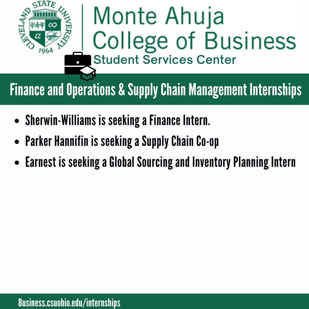 CSUCOBSS's tweet photo. Apply NOW!
Check out these business internships and co-ops at some of your favorite companies. Internships are a great way to gain work experience in your field. More information on all internships can be found on https://t.co/WCRkrwHL05.

#internships #csubiz #csu #csuadvising https://t.co/LXDwRW42S7