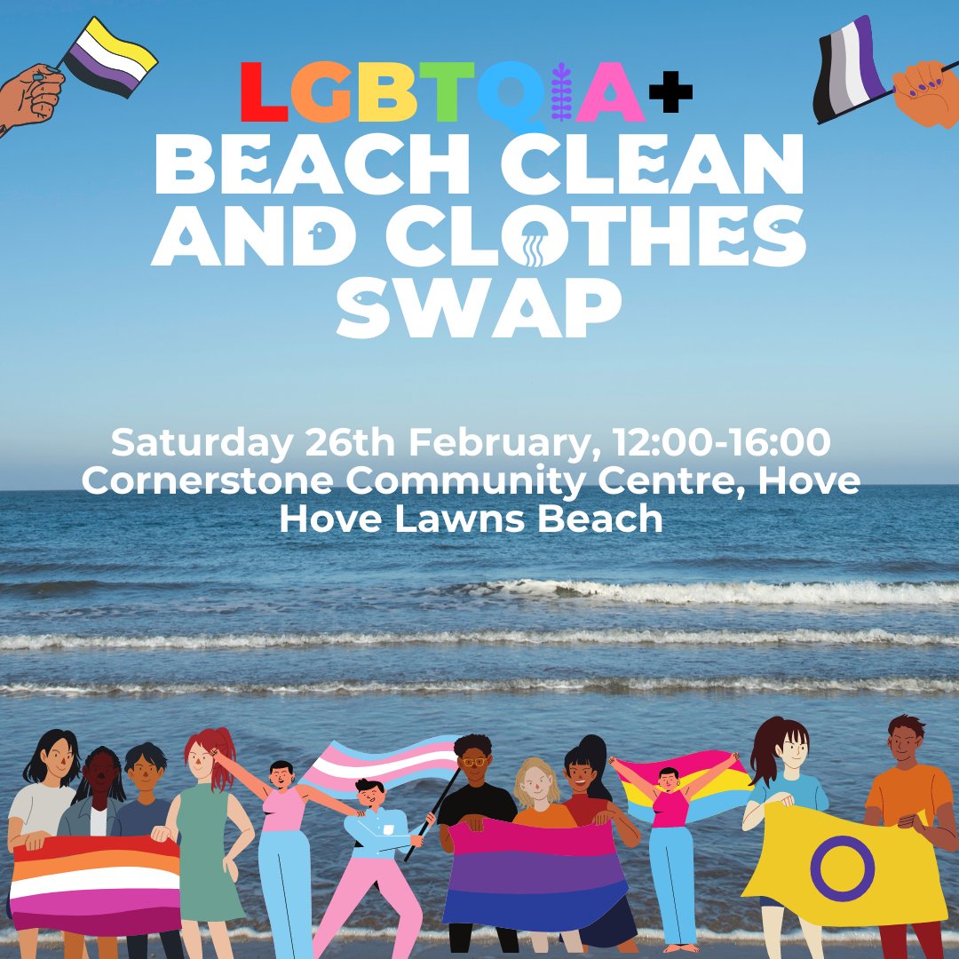 WildCoastSussex's tweet photo. Interested in sustainable fashion? Have clothes you don’t wear anymore? Want to find something new? 

Come along to our clothes swap and beach clean event with @allsortsyouth, for 16-25s in the LGBTQIA+ community🏳️‍🌈

#WildCoastSussex #OceanOptimism #BeachClean https://t.co/J5SjXYsqPV