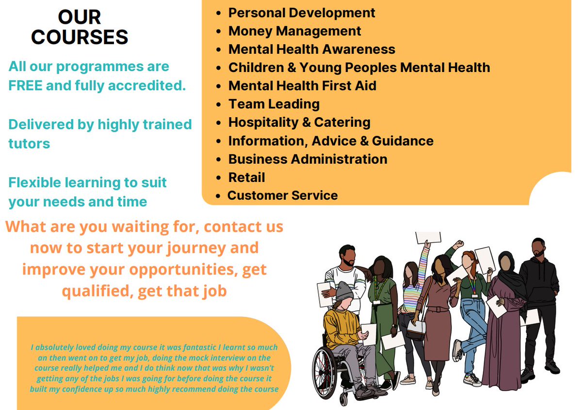 _RightTrack's tweet photo. #PersonalDevelopment
#MoneyManagement
#MentalHealthAwareness
#ChildrenandYoungPeoplesMentalHealth
#MentalHealthFirstAid
#TeamLeading
#HospitalityandCatering
#InformationAdviceGuidance
#BusinessAdministration
#Retail
#CustomerService https://t.co/4lRo61s4fk