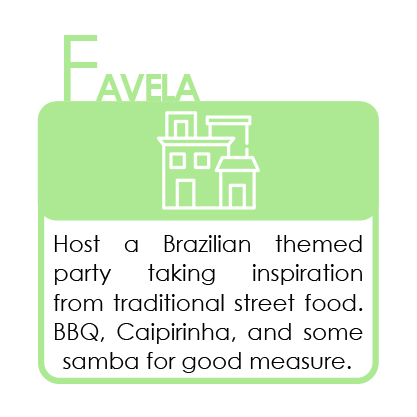 F is for Favela!

Host a Brazilian themed party! Take inspiration from traditional street food, BBQs, Caipirinhas, and some samba for good measure!

Start your #favelafebruary fundraising page at justgiving.com/thefavelafound…

#volunteer #donate #nonprofit #charity #brazil #favelas
