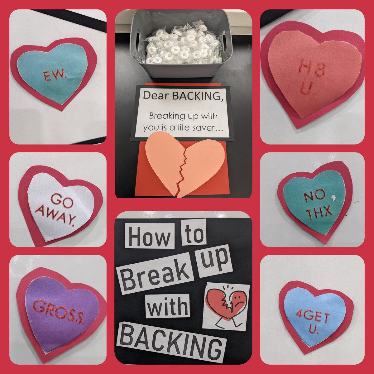 Breaking up with backing is hard to do... But it's a real lifesaver! #breakupwithbacking #rejectedhearts #ew #gross #nothanks