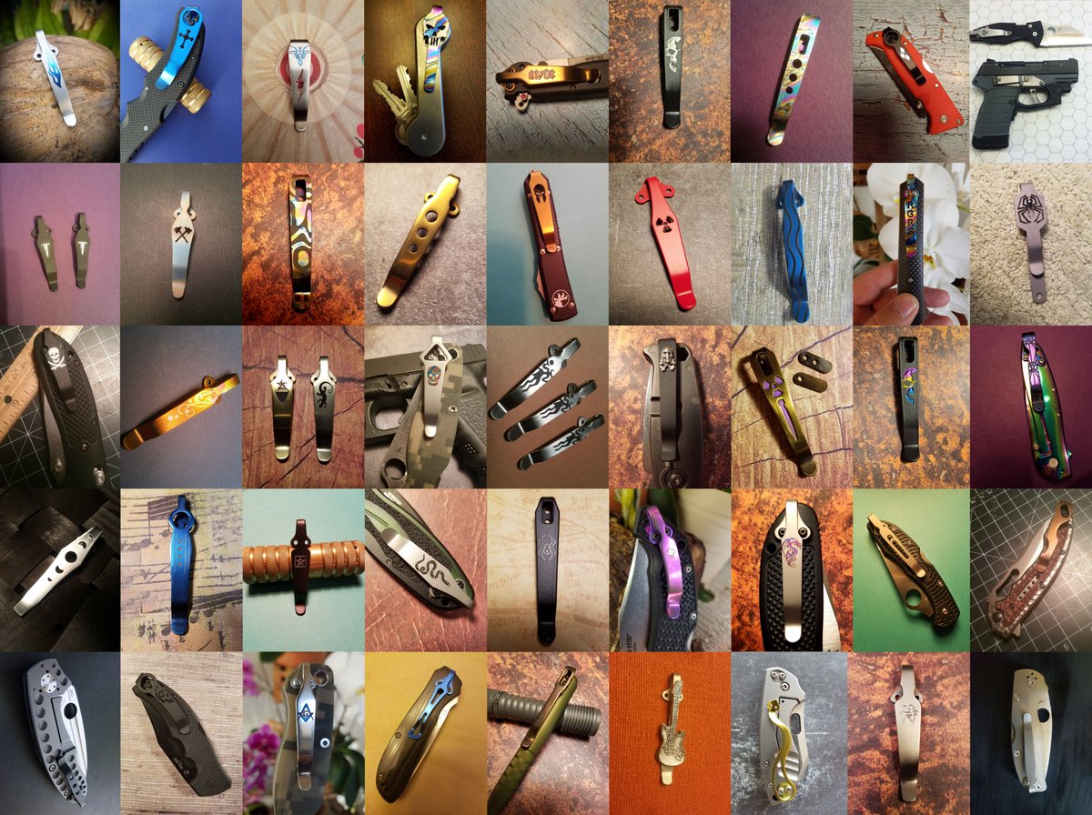 popscustomclips's tweet photo. @nftguid Opensea collection called 10 Years in Titanium. https://t.co/NiDC1avwCc  My 10 year self-taught journey creating knife-art though titanium pocket clips. $3K+ unlockable content. Artist story at https://t.co/BpRJwuY5Wl https://t.co/wuWO0Q56yp