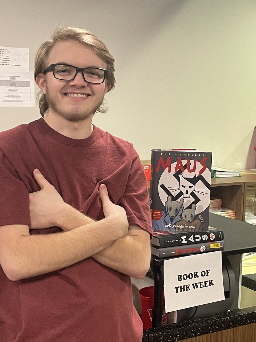 Max has initiated a book of the week in store. #keepitclassy #wku #Maus #bookoftheweek
