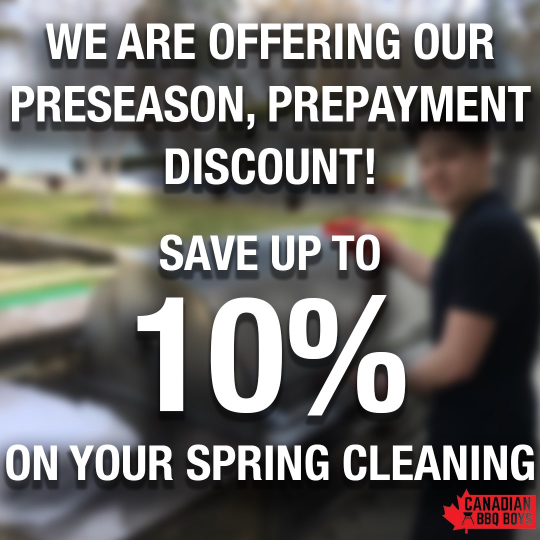 GrillHeroInc's tweet photo. Our spring cleaning time slots are filling up quickly! Book yours now and prepay and recieve 10% off your Spring cleaning! This offer is only available until March, 18th 2022.
 
Book today so you don't miss out!
 
#canadianbbqboys #springcleaning #bbqcleaning #bbq #grillingseason https://t.co/yiVFGCdSgB
